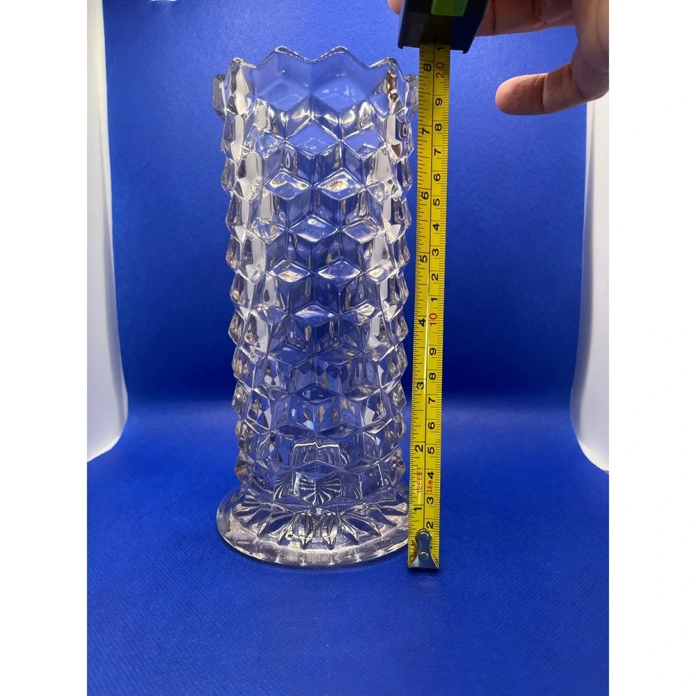 Fostoria American glass vase - 8in- clear with brownish/pink hue
